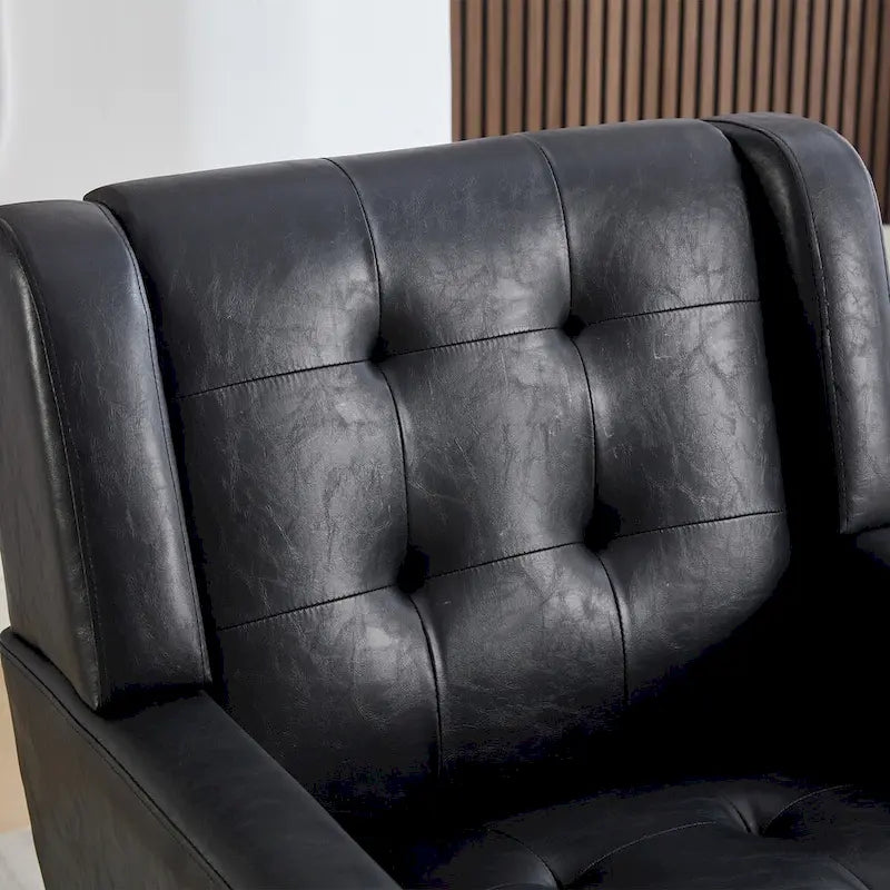 Contemporary Ergonomic Accent Chair in Soft Leather with Black Legs – Ideal for Living Room and Bedroom 16