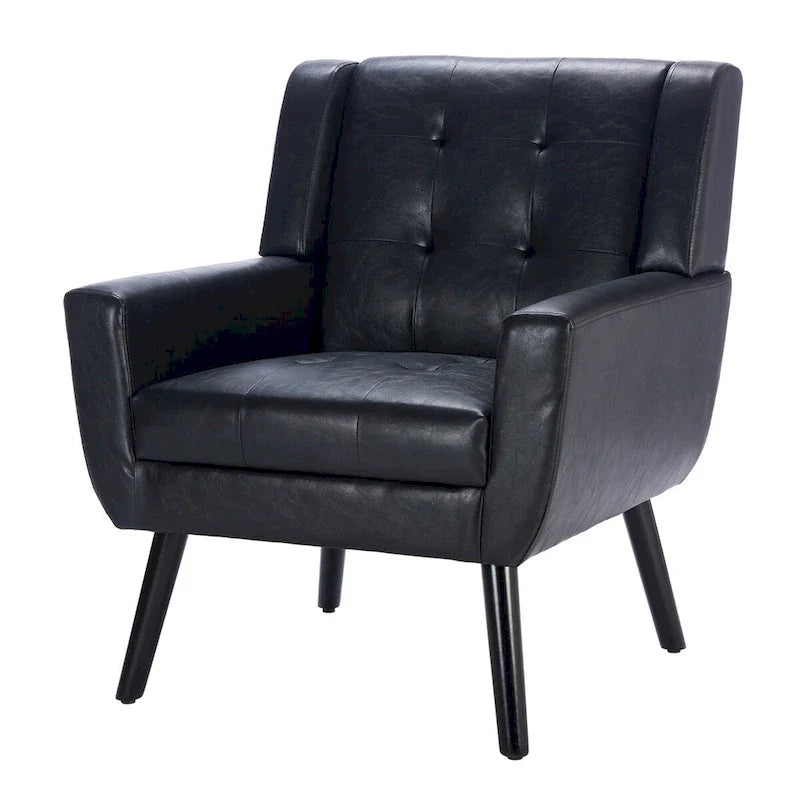 Contemporary Ergonomic Accent Chair in Soft Leather with Black Legs – Ideal for Living Room and Bedroom 17