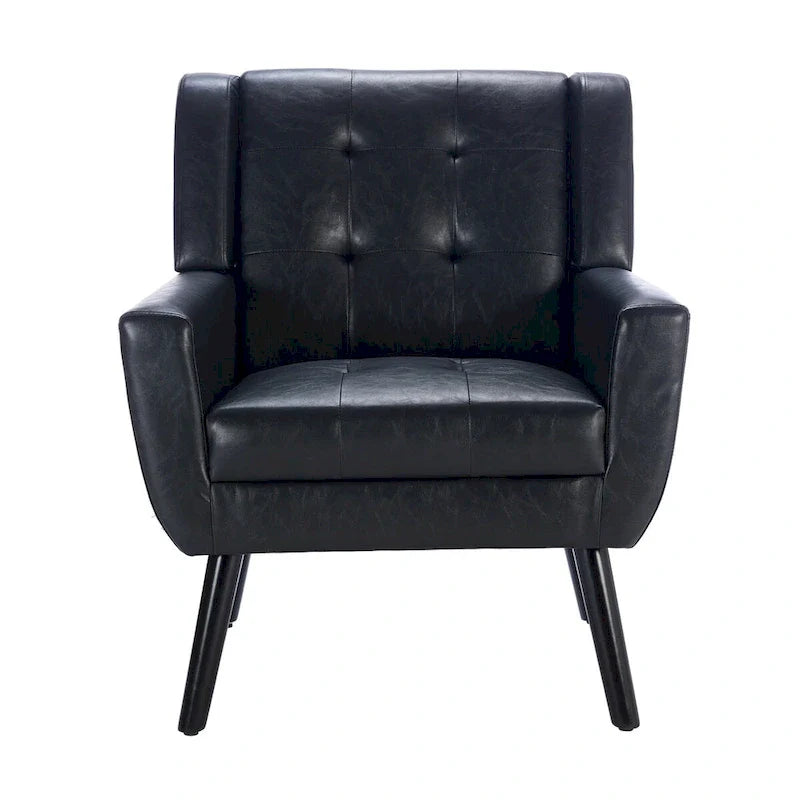 Contemporary Ergonomic Accent Chair in Soft Leather with Black Legs – Ideal for Living Room and Bedroom 18