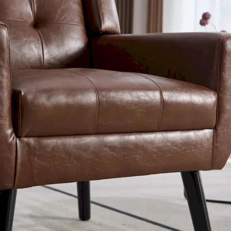 Contemporary Ergonomic Accent Chair in Soft Leather with Black Legs – Ideal for Living Room and Bedroom 23