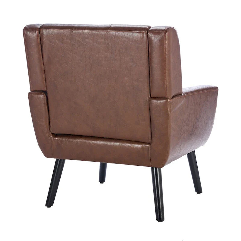 Contemporary Ergonomic Accent Chair in Soft Leather with Black Legs – Ideal for Living Room and Bedroom 24
