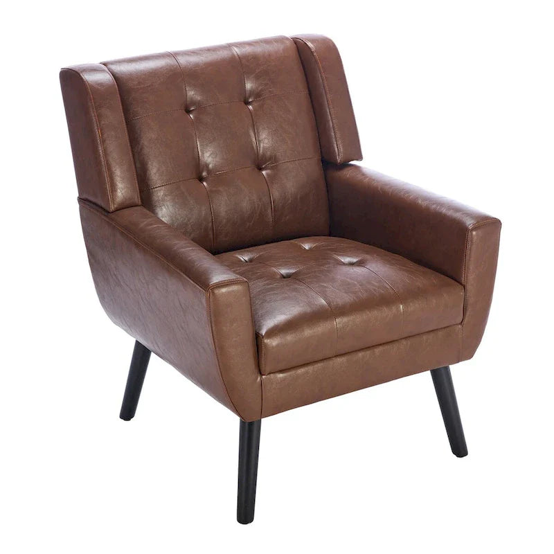 Contemporary Ergonomic Accent Chair in Soft Leather with Black Legs – Ideal for Living Room and Bedroom 25