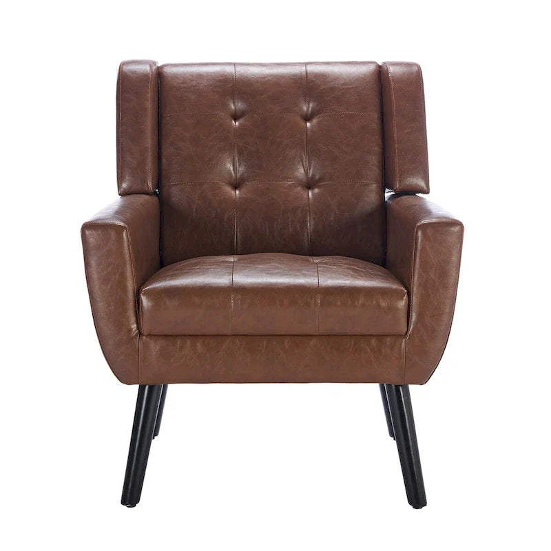 Contemporary Ergonomic Accent Chair in Soft Leather with Black Legs – Ideal for Living Room and Bedroom 26
