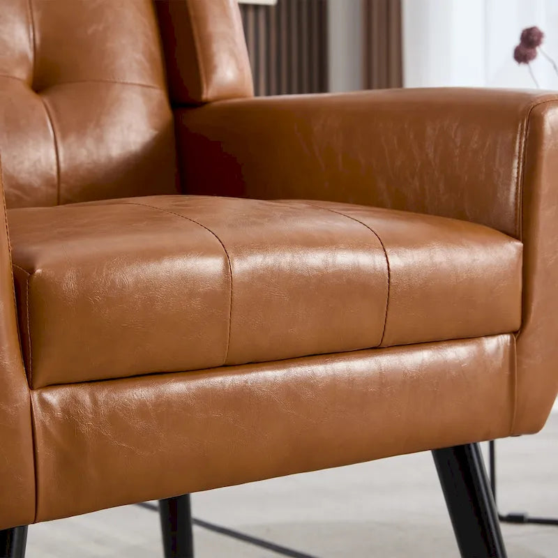 Contemporary Ergonomic Accent Chair in Soft Leather with Black Legs – Ideal for Living Room and Bedroom 30