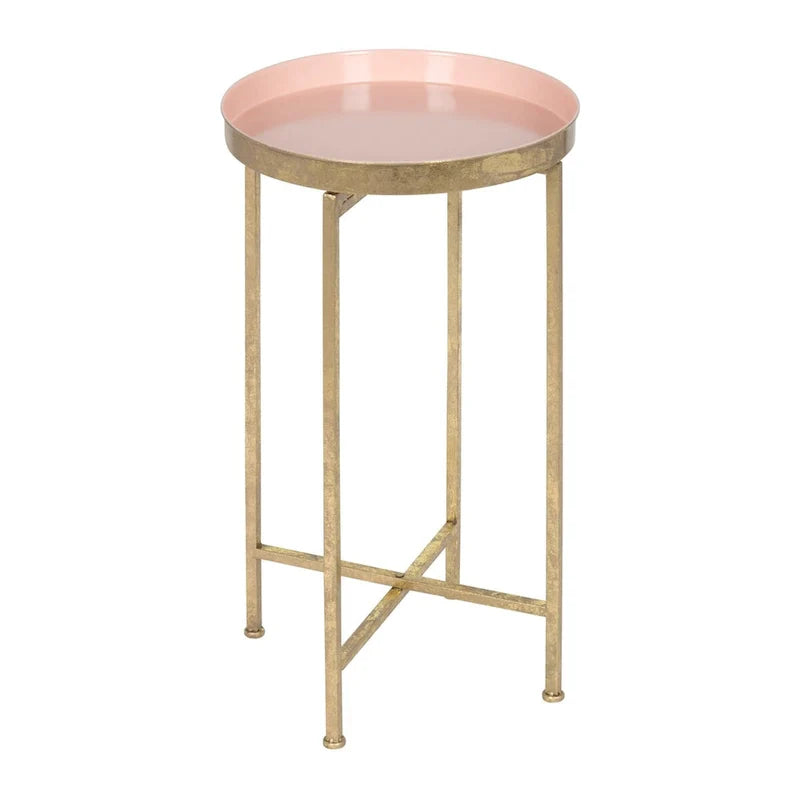 Kate and Laurel Celia Round Metal Folding Accent Table with Tray 2