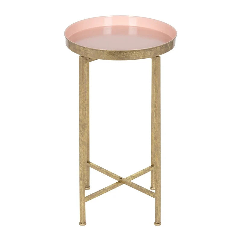 Kate and Laurel Celia Round Metal Folding Accent Table with Tray 3
