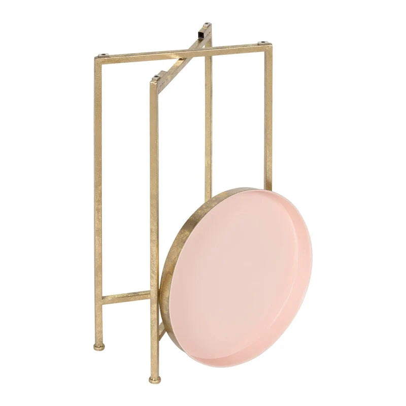 Kate and Laurel Celia Round Metal Folding Accent Table with Tray 4