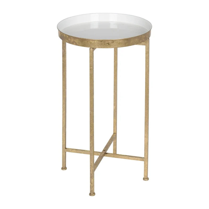 Kate and Laurel Celia Round Metal Folding Accent Table with Tray 6