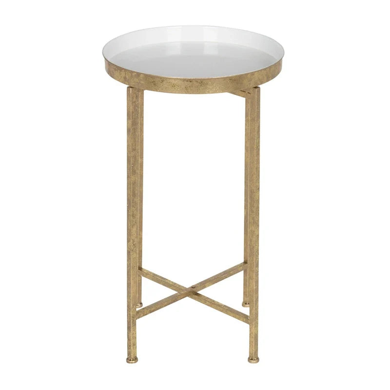 Kate and Laurel Celia Round Metal Folding Accent Table with Tray 7