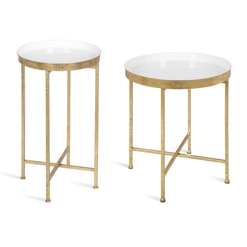 Kate and Laurel Celia Round Metal Folding Accent Table with Tray 10