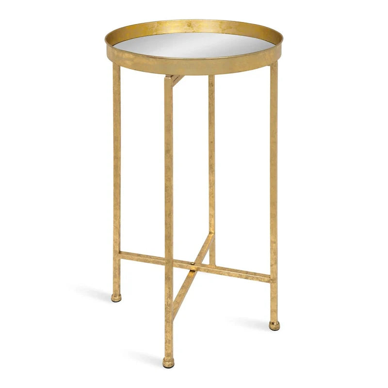 Kate and Laurel Celia Round Metal Folding Accent Table with Tray 11
