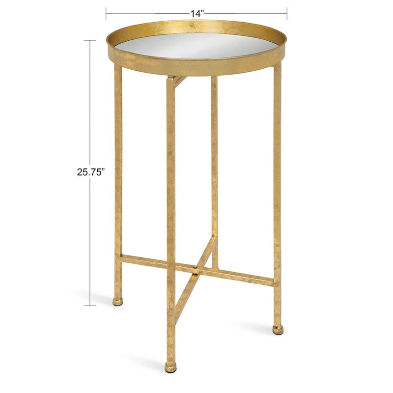 Kate and Laurel Celia Round Metal Folding Accent Table with Tray 14