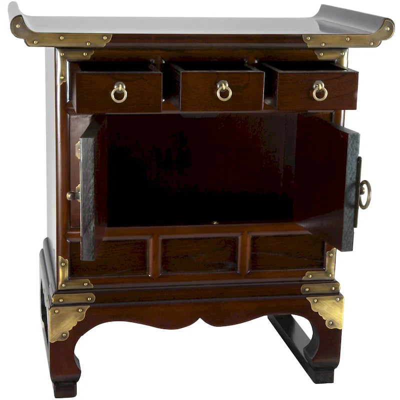Handcrafted Korean Antique-Style 3-Drawer End Table Cabinet 2