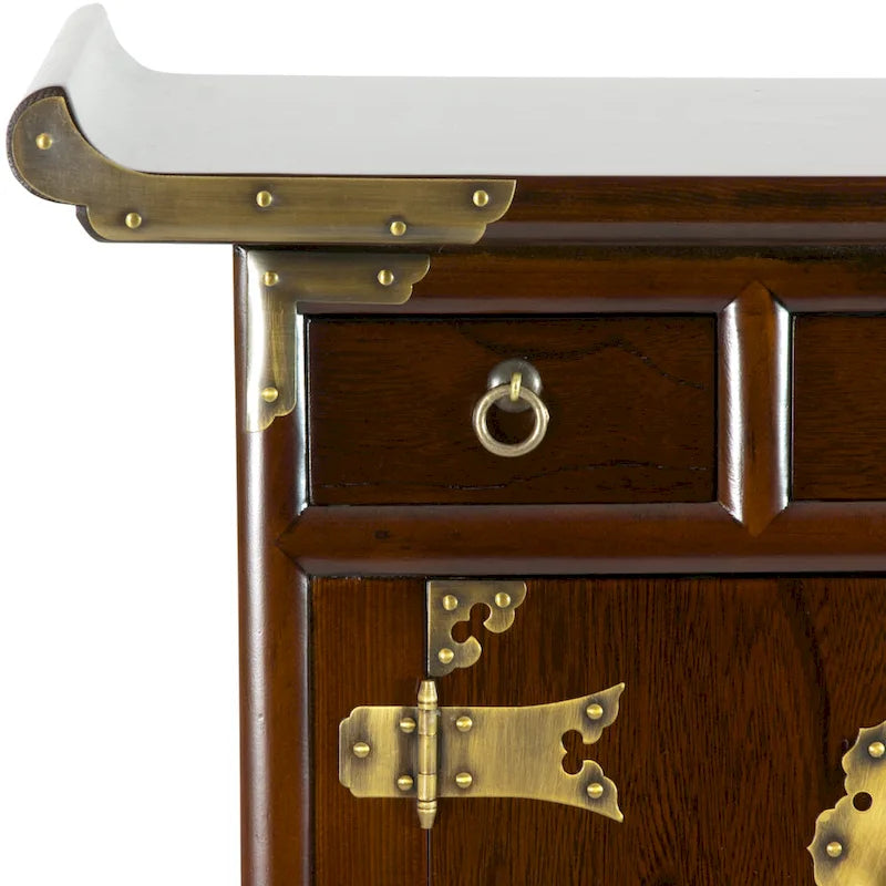 Handcrafted Korean Antique-Style 3-Drawer End Table Cabinet 4