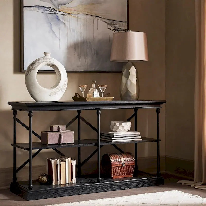 iNSPIRE Q Artisan Barnstone Iron and Wood Entryway Console Table 2