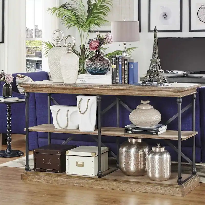 iNSPIRE Q Artisan Barnstone Iron and Wood Entryway Console Table 3