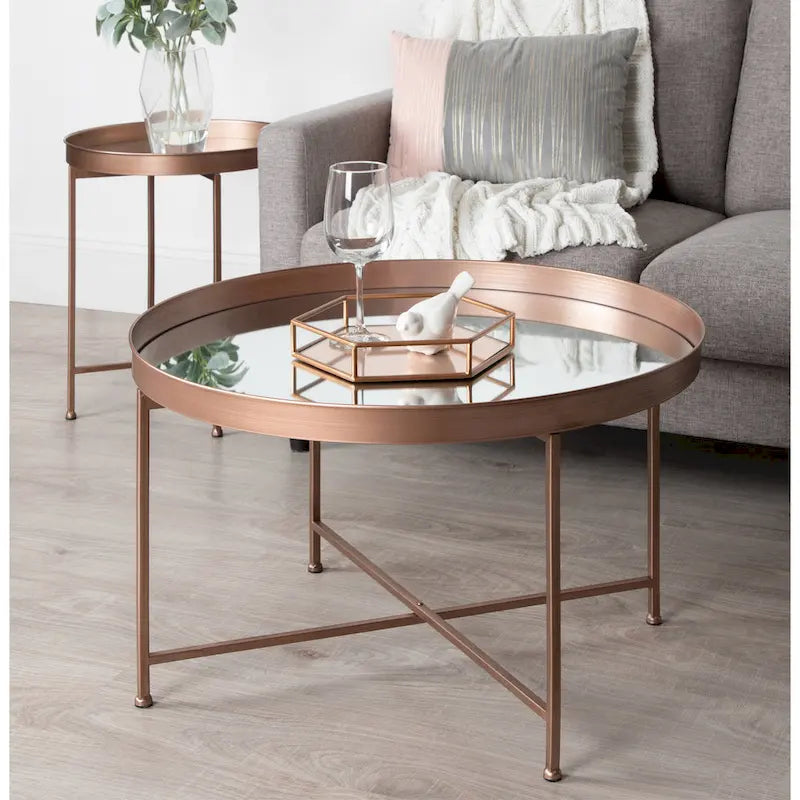 Kate and Laurel Celia 28.25-Inch Round Metal Coffee Table 1