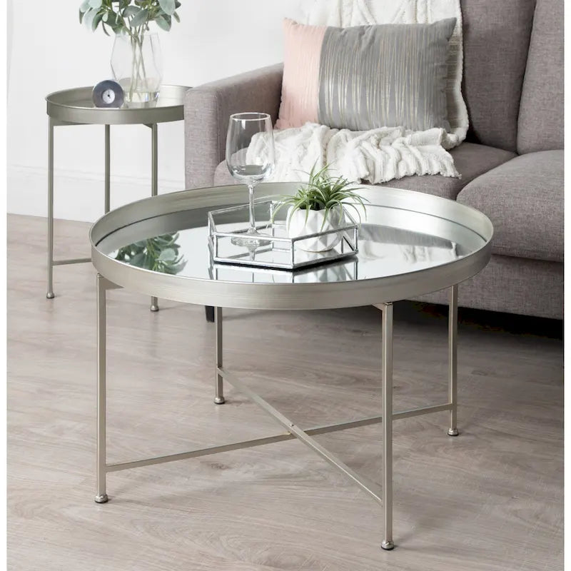 Kate and Laurel Celia 28.25-Inch Round Metal Coffee Table 3