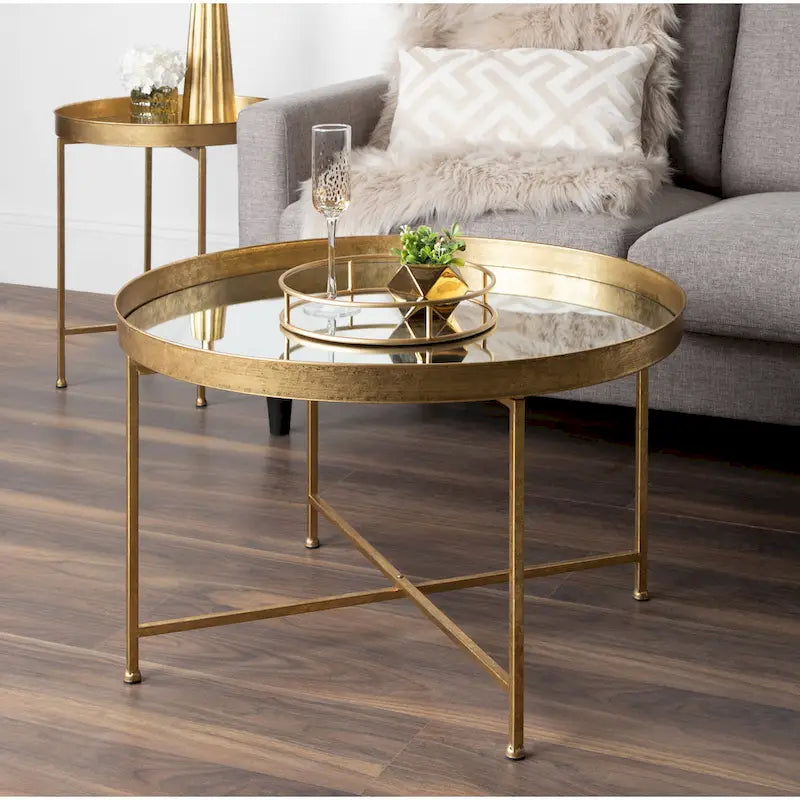 Kate and Laurel Celia 28.25-Inch Round Metal Coffee Table 4