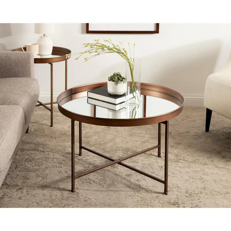 Kate and Laurel Celia 28.25-Inch Round Metal Coffee Table 5