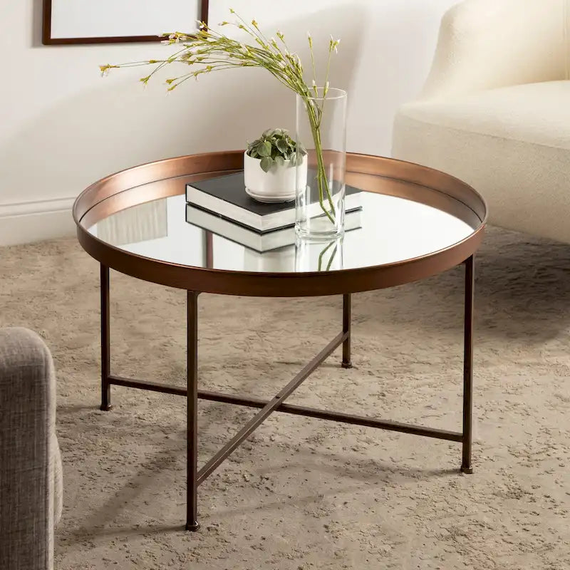 Kate and Laurel Celia 28.25-Inch Round Metal Coffee Table 7