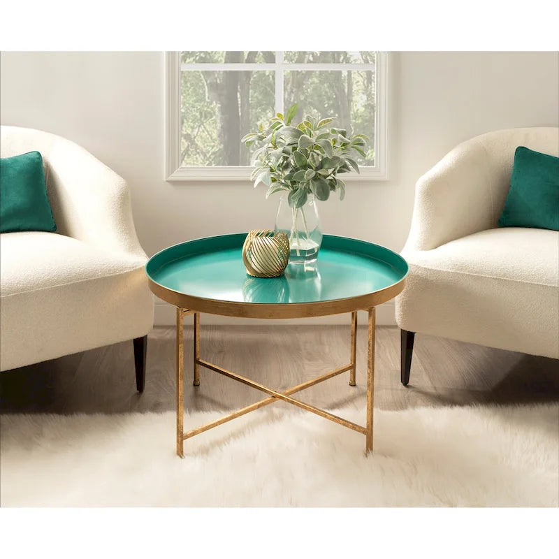 Kate and Laurel Celia 28.25-Inch Round Metal Coffee Table 8