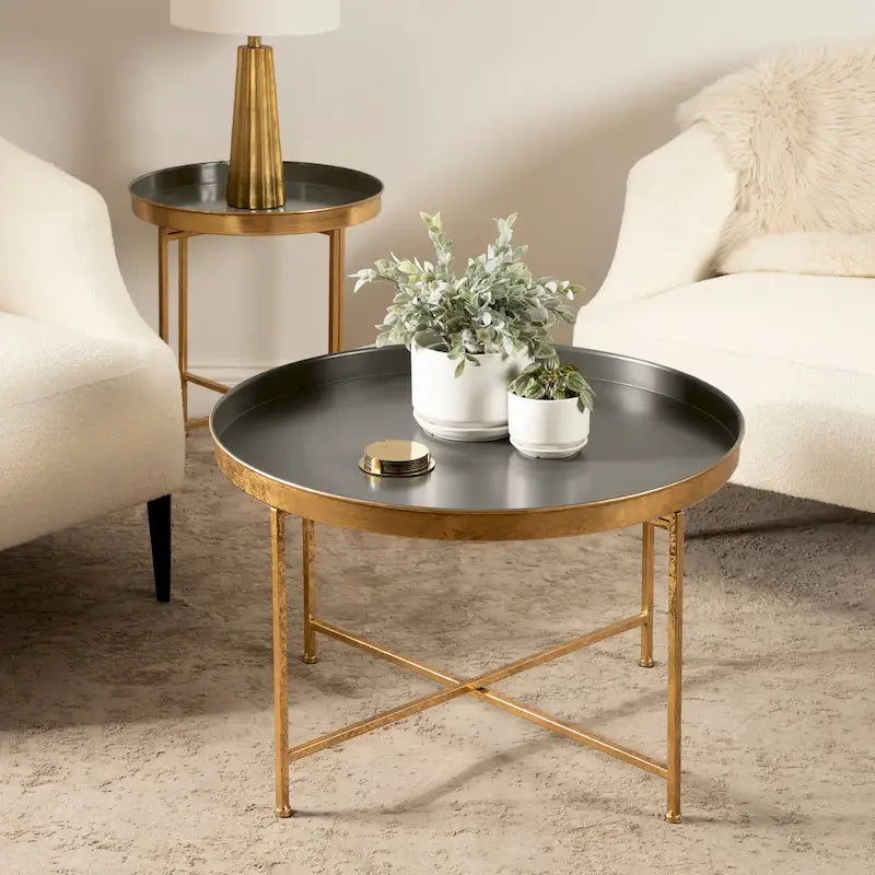 Kate and Laurel Celia 28.25-Inch Round Metal Coffee Table 12