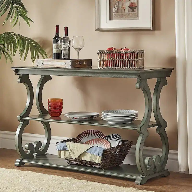 Lorraine Wooden Scroll TV Stand and Sofa Table by iNSPIRE Q Classic 2