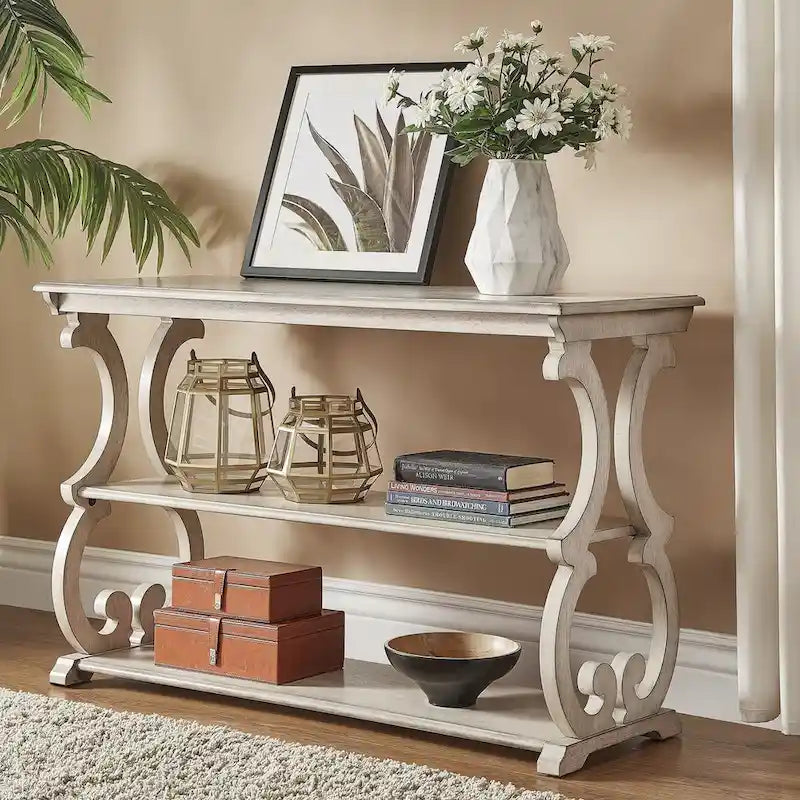 Lorraine Wooden Scroll TV Stand and Sofa Table by iNSPIRE Q Classic 4