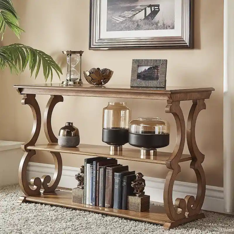 Lorraine Wooden Scroll TV Stand and Sofa Table by iNSPIRE Q Classic 6