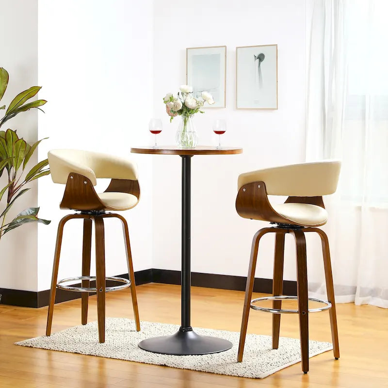 Glitzhome Adjustable Swivel Bar Stool Set with 3 Leatherette Seats for Pub Tables 10
