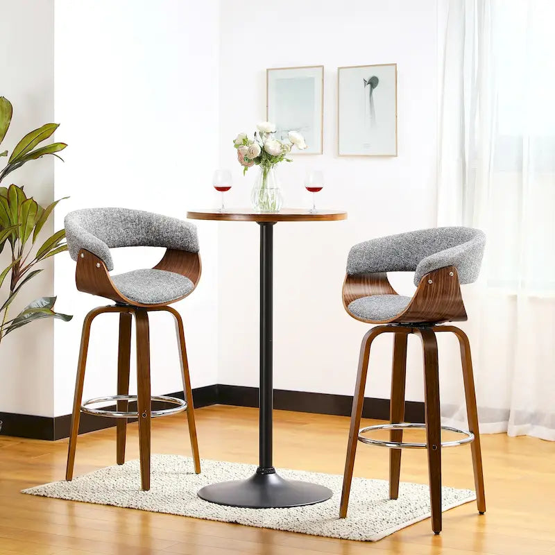 Glitzhome Adjustable Swivel Bar Stool Set with 3 Leatherette Seats for Pub Tables 11