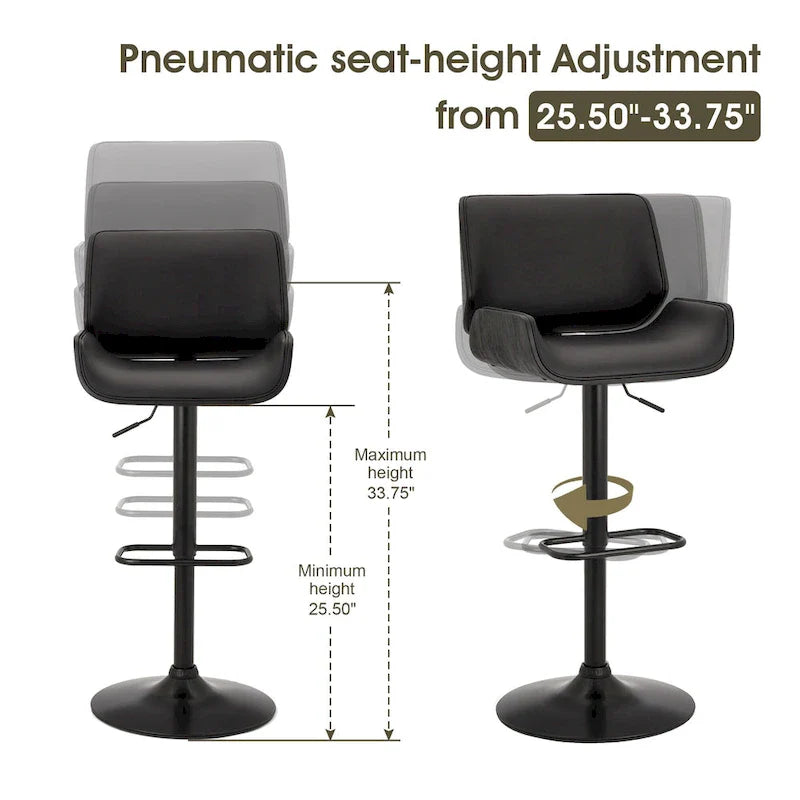 Glitzhome Adjustable Swivel Bar Stool Set with 3 Leatherette Seats for Pub Tables 6