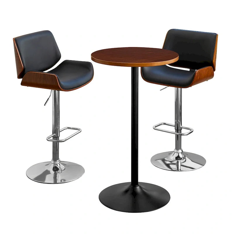 Glitzhome Adjustable Swivel Bar Stool Set with 3 Leatherette Seats for Pub Tables 7