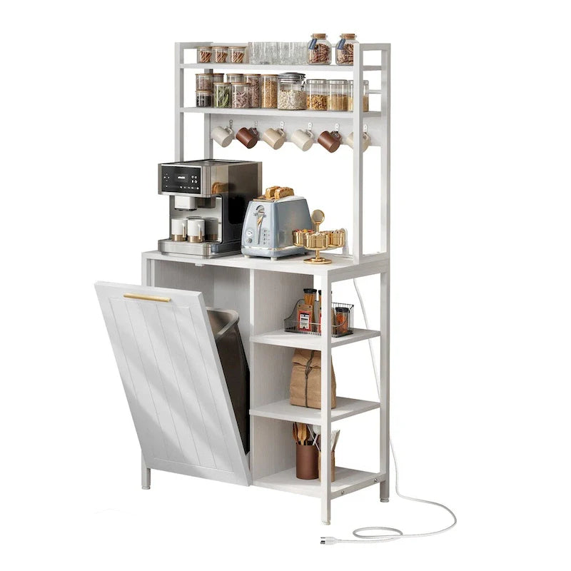 Moasis 6-Tier Kitchen Baker's Rack with Storage Shelves and Trash Can Cabinet Organizer 18