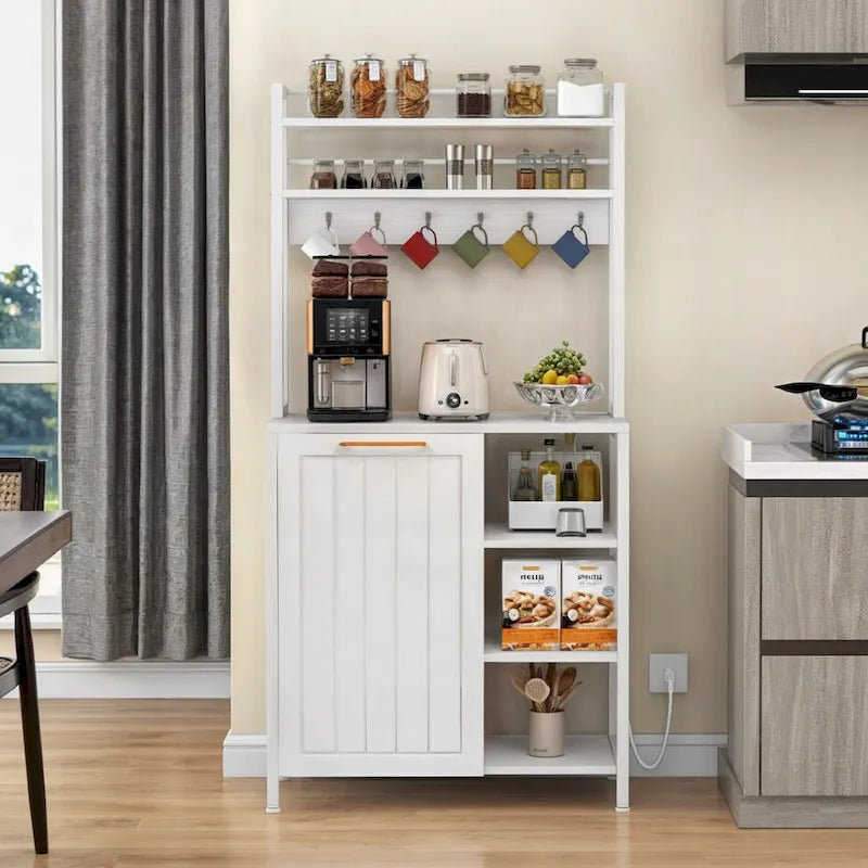 Moasis 6-Tier Kitchen Baker's Rack with Storage Shelves and Trash Can Cabinet Organizer 2