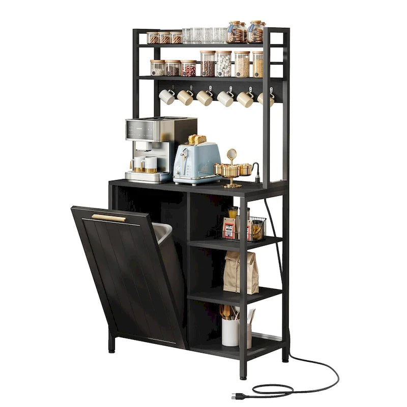 Moasis 6-Tier Kitchen Baker's Rack with Storage Shelves and Trash Can Cabinet Organizer 9