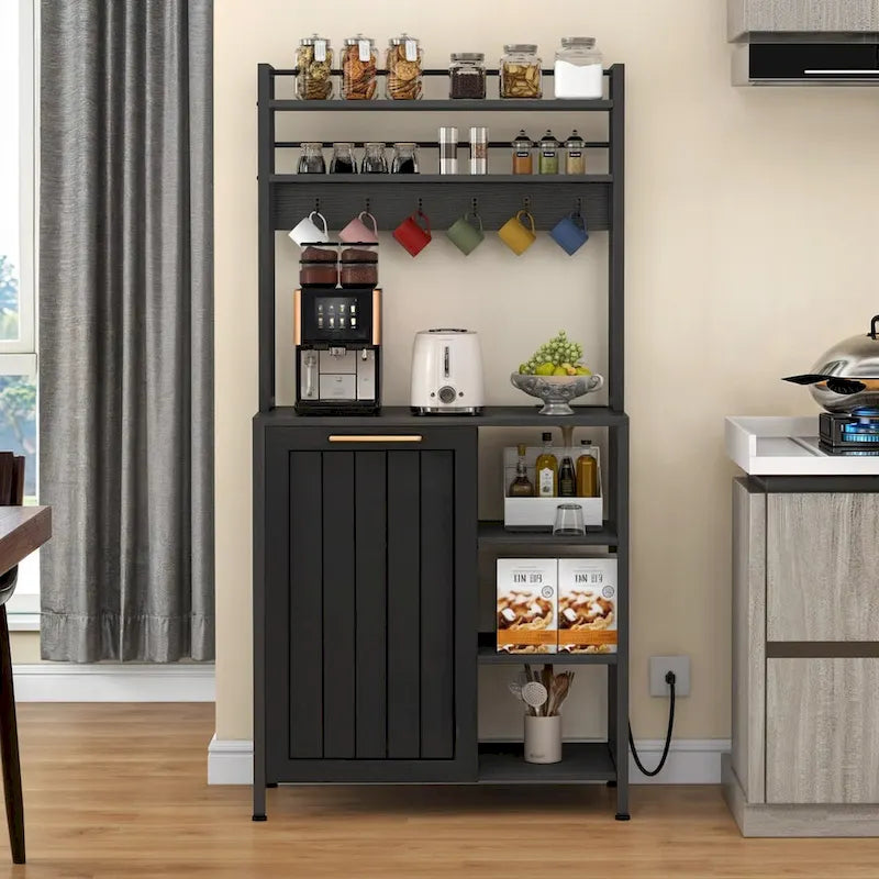 Moasis 6-Tier Kitchen Baker's Rack with Storage Shelves and Trash Can Cabinet Organizer 10