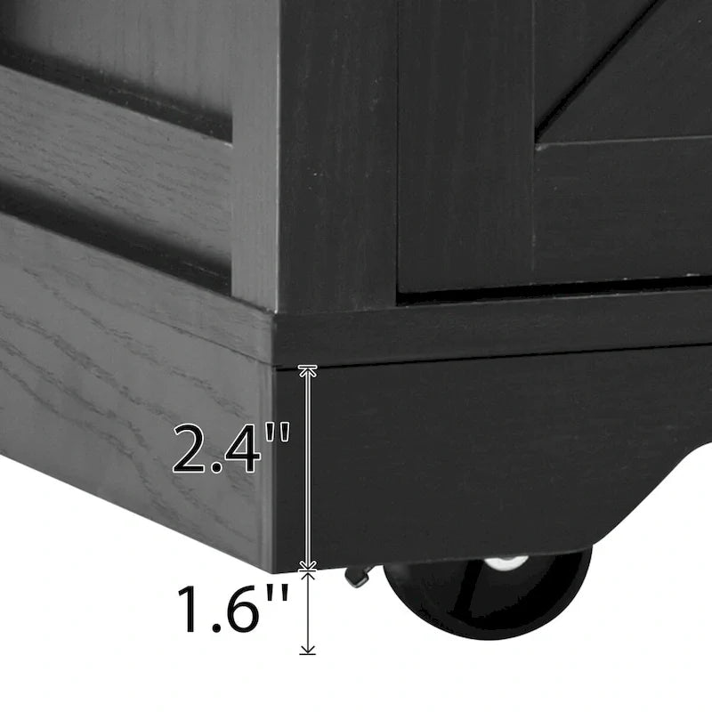 53.7-Inch Farmhouse Kitchen Island with Power Outlet, Featuring 2 Sliding Barn Doors and Drop Leaf Design 18