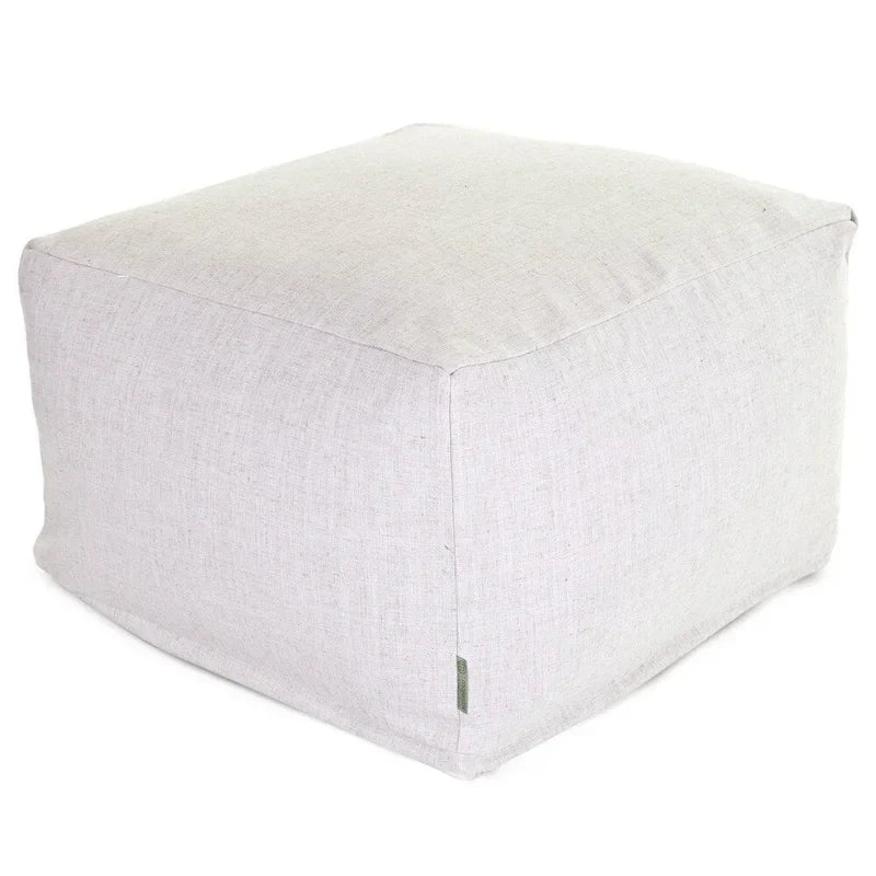 Majestic Home Goods Indoor Wales Poly/Linen Ottoman Pouf - 27" L x 27" W x 17" H 1
