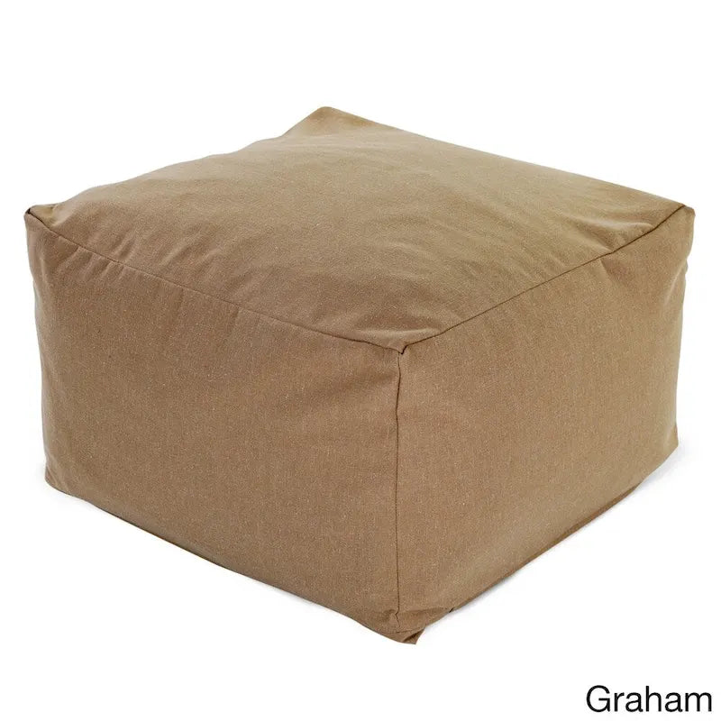 Majestic Home Goods Indoor Wales Poly/Linen Ottoman Pouf - 27" L x 27" W x 17" H 4