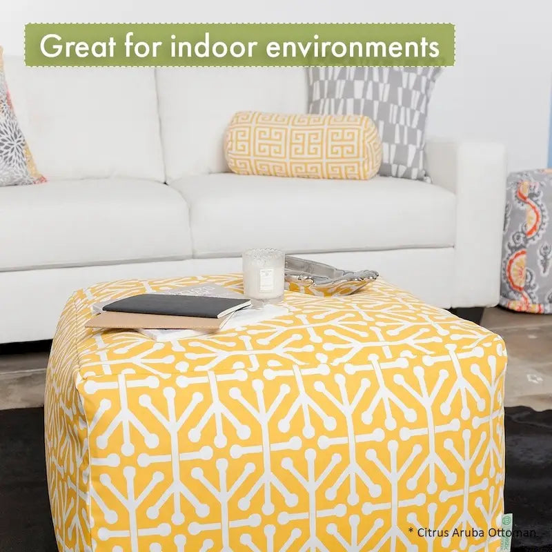 Majestic Home Goods Indoor Wales Poly/Linen Ottoman Pouf - 27" L x 27" W x 17" H 5