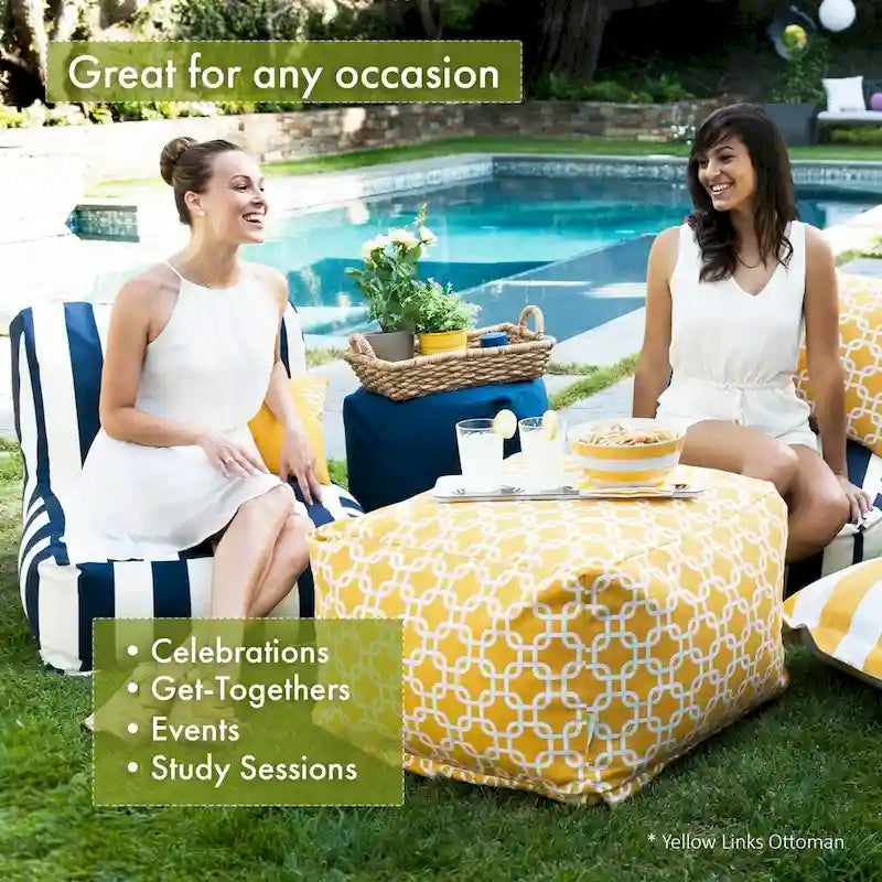 Majestic Home Goods Indoor Wales Poly/Linen Ottoman Pouf - 27" L x 27" W x 17" H 6