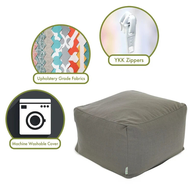 Majestic Home Goods Indoor Wales Poly/Linen Ottoman Pouf - 27" L x 27" W x 17" H 9