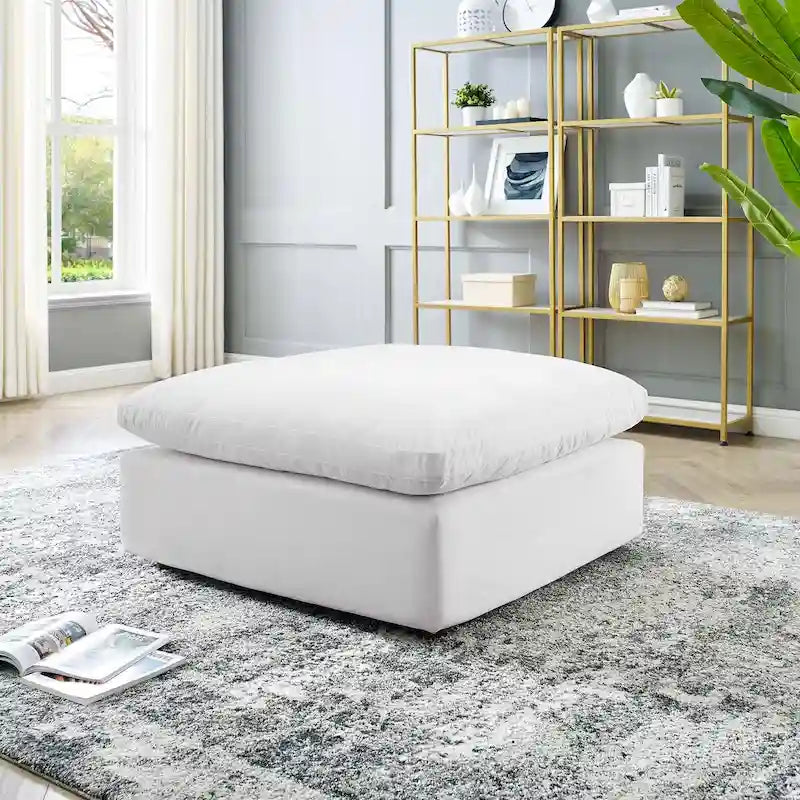 Commix Overstuffed Velvet Ottoman with Down Fill for Enhanced Comfort 39