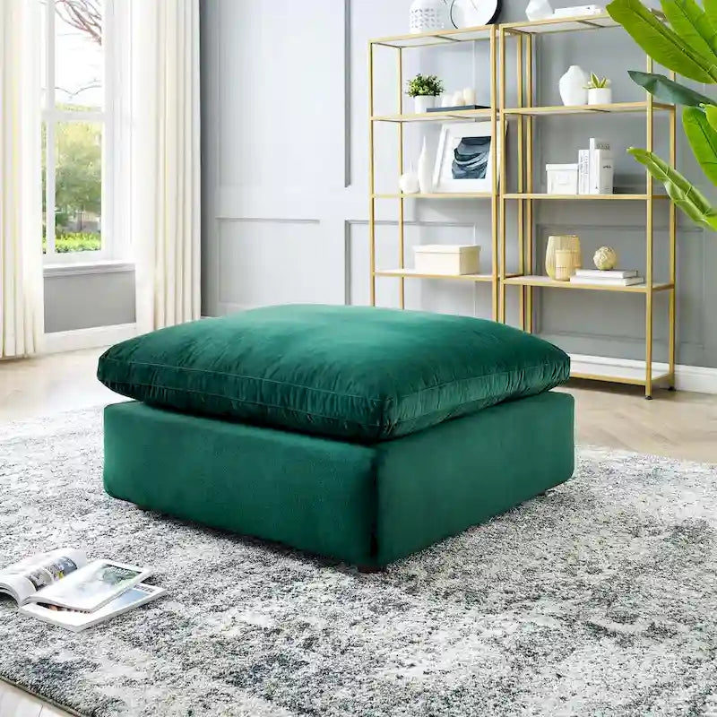 Commix Overstuffed Velvet Ottoman with Down Fill for Enhanced Comfort 41
