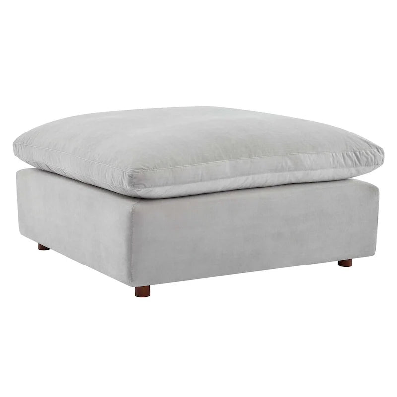 Commix Overstuffed Velvet Ottoman with Down Fill for Enhanced Comfort 5