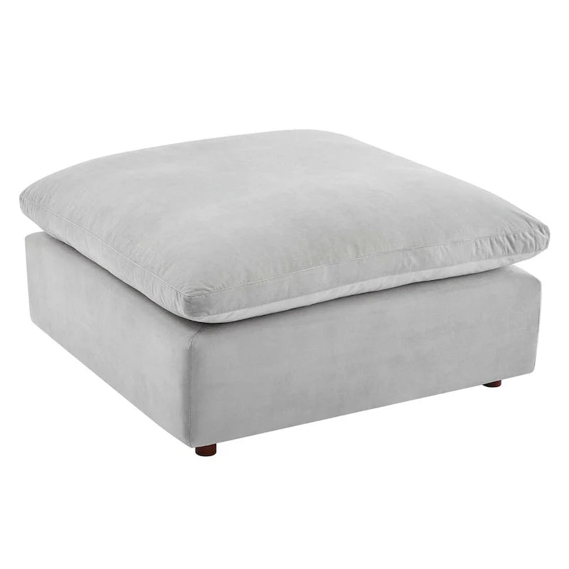 Commix Overstuffed Velvet Ottoman with Down Fill for Enhanced Comfort 6