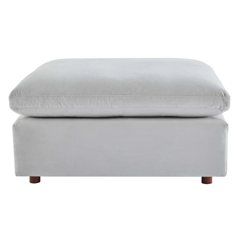 Commix Overstuffed Velvet Ottoman with Down Fill for Enhanced Comfort 7