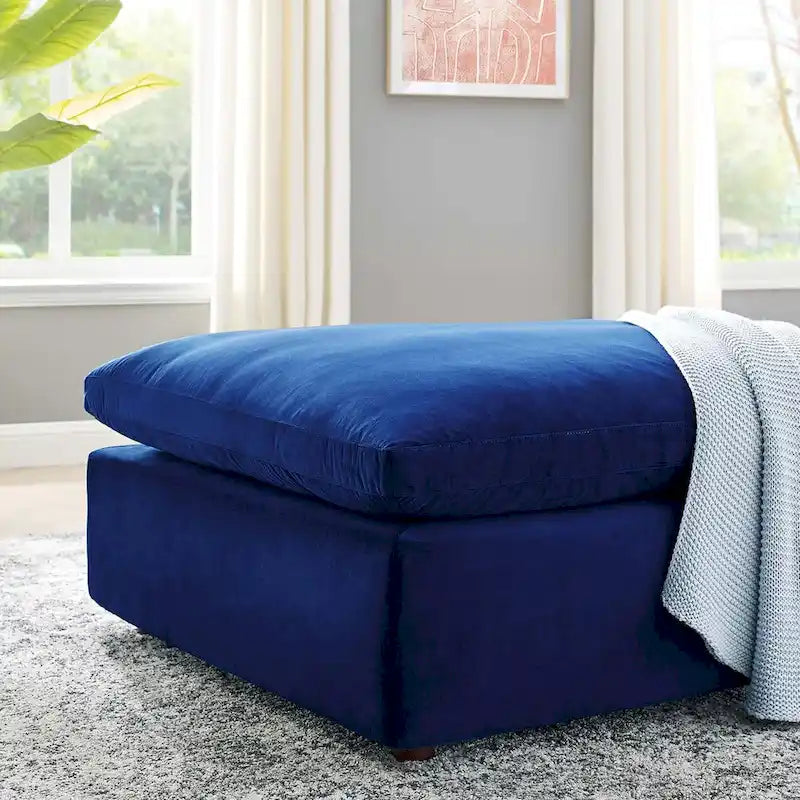 Commix Overstuffed Velvet Ottoman with Down Fill for Enhanced Comfort 17